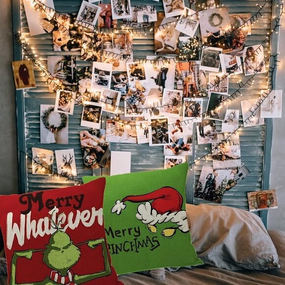 18x18 Inch Set of 4 Xmas Christmas Decorations Grichmas Winter Pillows Covers - Picture 6 of 7